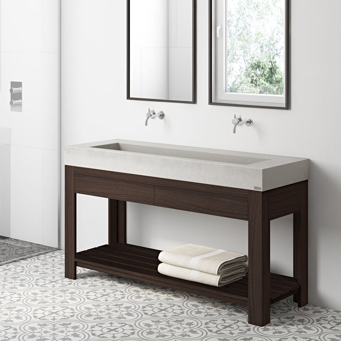 Trueform Concrete 60” Lavare Vanity with Concrete Rectangle Sink & Drawer Lavare-60N-D
