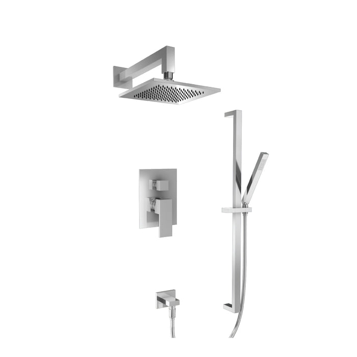 Isenberg Shower System 8″ Shower Head & Hand Shower Set With Slide Bar Pressure Balance Valve & Trim 160.3350