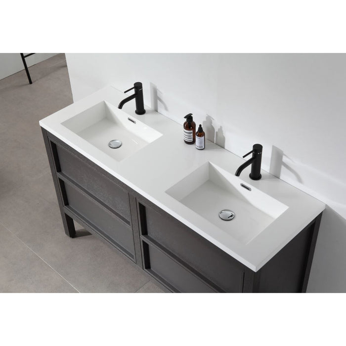 Karton Republic Annecy 55" Charcoal Oak Freestanding Modern Bathroom Vanity Sink VAANNCH55FD