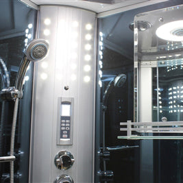 Mesa 1-Person Corner Blue Glass Steam Shower 42" x 42" x 85" WS-801L