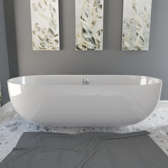 Cambridge Plumbing Dolomite Mineral Composite Modern Freestanding Double Ended Soaking Tub 67 x 30 ES-FSDE67-CP