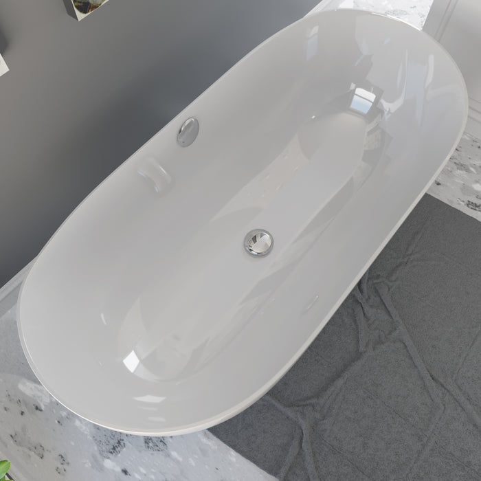 Cambridge Plumbing Dolomite Mineral Composite Modern Freestanding Double Ended Soaking Tub 67 x 30 ES-FSDE67-CP