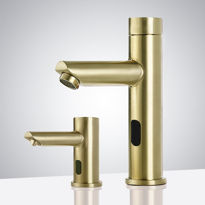 Fontana Showers Solo Brushed Gold Touchless Motion Activated Sink Faucet and Soap Dispenser FS-509-SD