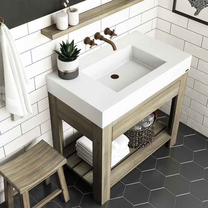 Trueform Concrete 36” Lavare Vanity with Concrete Rectangle Sink & Drawer LAVARE-36N-D