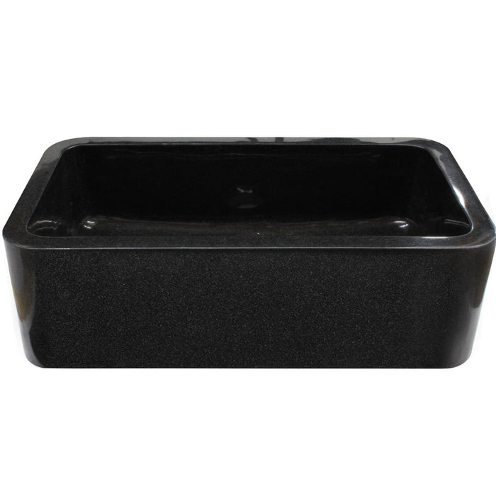 Novatto Single Bowl Kitchen Sink in Absolute Black Granite with Polished Apron NKS-SBPAN