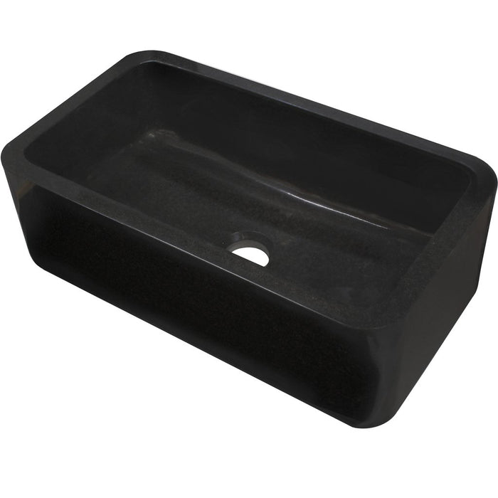 Novatto Single Bowl Kitchen Sink in Absolute Black Granite with Polished Apron NKS-SBPAN