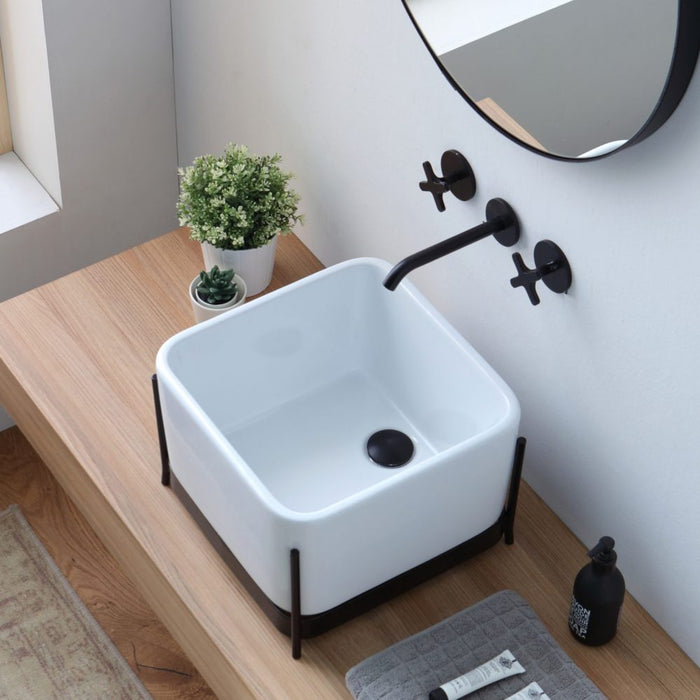 Horganica Ibrido Ceramic Square Vessel Bathroom Sink PS HO_BRD01QN