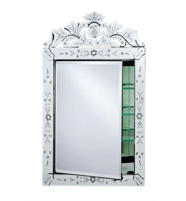 Afina Radiance Venetian 39 3/4" Recessed Traditional Framed Mirror Medicine Cabinet with Single Door SD-RAD-T
