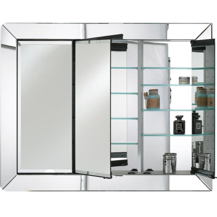 Afina Radiance Venetian 34" Recessed Large Contemporary Framed Mirror Medicine Cabinet with Triple Door TD-RAD-C-L