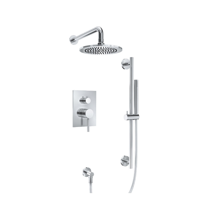 Isenberg Shower System 8″ Shower Head And Hand Shower Set With Slide Bar Pressure Balance Valve and Trim 100.3350