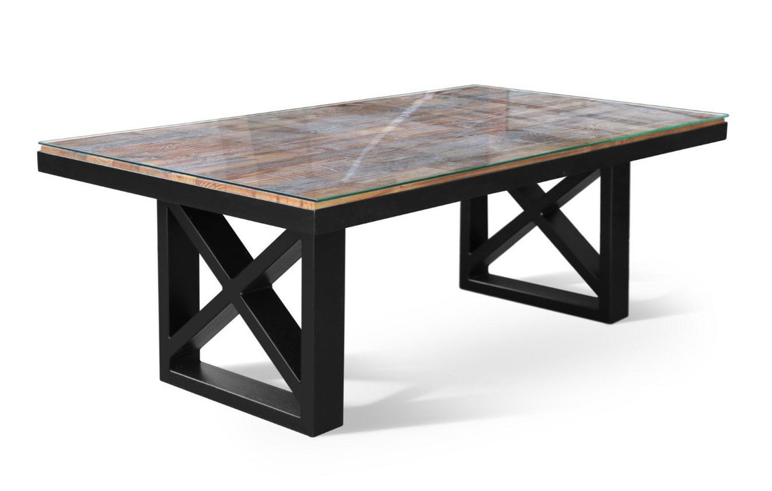 Maxima House Kanto-T Glass Top Solid Wood Dining Table SCANDI126