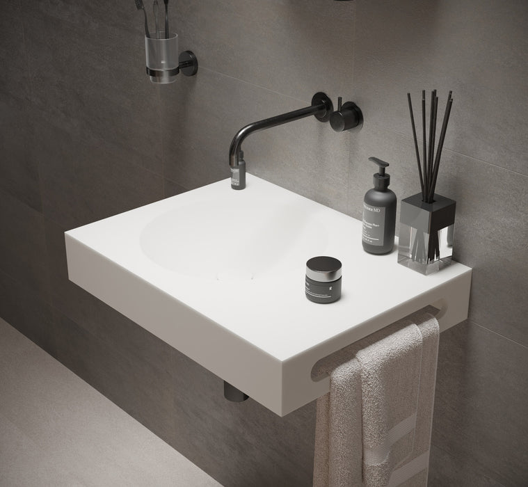 Ideavit Solidnext Wall Mount Bathroom Sink With Towel Bar PS IDV 280285