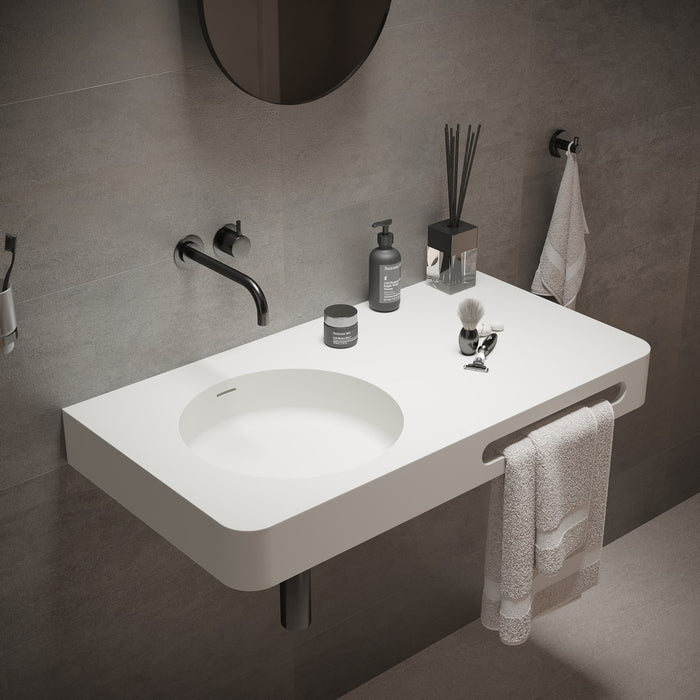 Ideavit Solidbrio 90 Wall Mount Bathroom Sink With Towel Bar PS IDV 281622