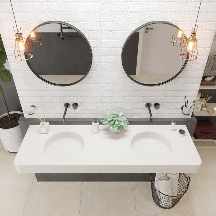 Ideavit Solidbrio Wall Mount Bathroom Sink With Double Sink PS IDV 284224
