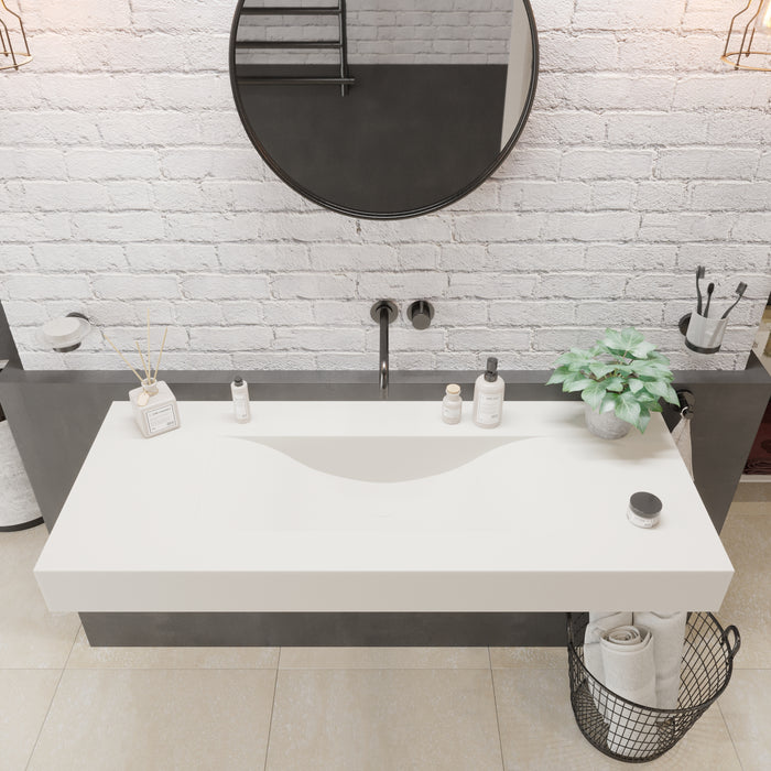 Ideavit SolidVOLO 120 White Wall Mount Bathroom Sink With Curved Basin PS IDV 290268