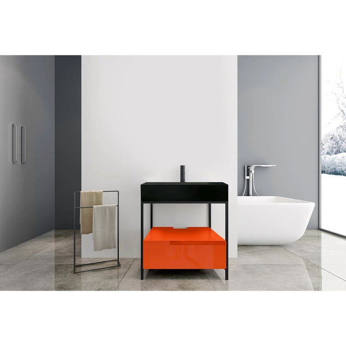 Karton Republic Texel 30" Red Amber/Dark Gray Industrial Style Freestanding Bathroom Vanity VATEXAM30FD