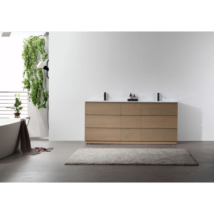 Karton Republic Rothenburg 72" Golden Oak Freestanding Modern Bathroom Vanity Sink VAROTGO72FD