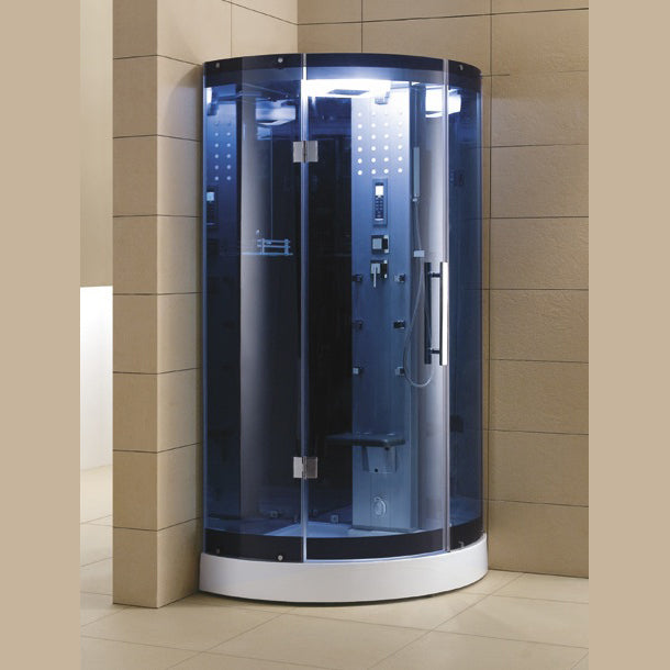 Mesa 1-Person Corner Blue Glass Steam Shower 38" x 38" x 85" WS-302A