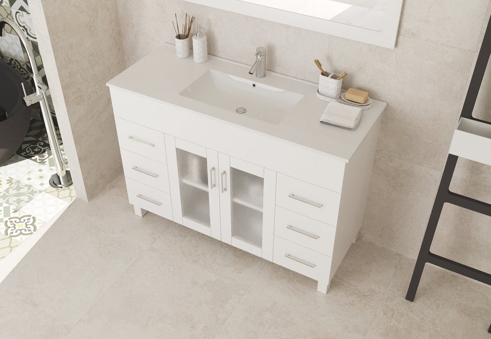 Laviva Nova 48" White Vanity with Ceramic Base Countertop 31321529-48W-CB