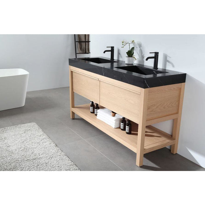 Karton Republic Bibury 60" Whitewash Oak Freestanding Modern Bathroom Vanity w/ Sink VABIBWO60FD