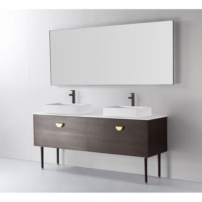 Karton Republic Venessa 72" Smoke Gray Oak Dual Mount Modern Bathroom Vanity w/Sinks VAVENSM72FD