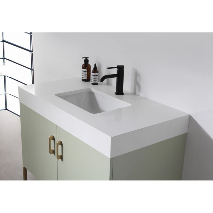 Karton Republic Veemon 36" Pine Mist Dual Mount Modern Bathroom Vanity w/ Sink VAVEEPM36FD