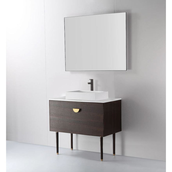 Karton Republic Venessa 36" Smoke Gray Oak Dual Mount Modern Bathroom Vanity w/Sink VAVENSM36FD