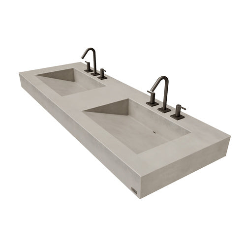 Trueform Concrete 60" ADA Floating Concrete Double Ramp Sink FLO-60V-DBL-ADA