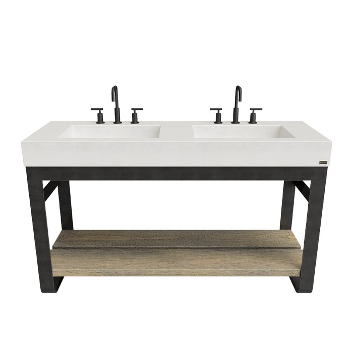 Trueform Concrete Outland 60" Vanity With Double Concrete Rectangle Sinks OUTLAND-60N-DBL