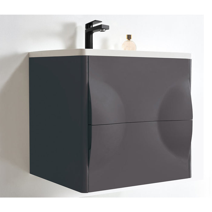Karton Republic Colmar 24" Dark Gray Wall Mount Modern Bathroom Vanity w/ Sink VACOLDG24WM
