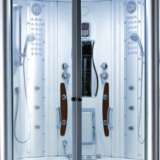 Mesa Steam Shower with Blue Glass Jetted Tub 63" x 63" x 85" WS-608P