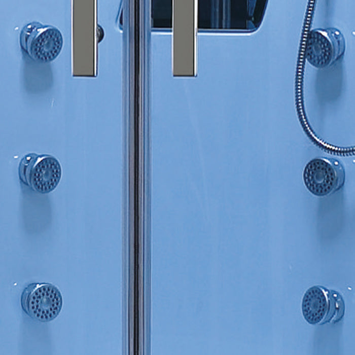 Mesa Steam Shower Blue Glass with Jetted Tub 48" x 48" x 85" WS-609P