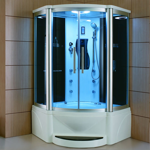 Mesa Steam Shower Blue Glass with Jetted Tub 48" x 48" x 85" WS-609P