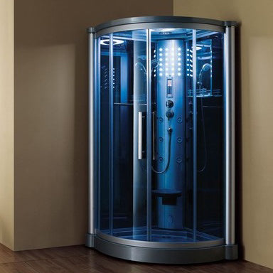 Mesa 1-Person Corner Blue Glass Steam Shower 42" x 42" x 85" WS-801L