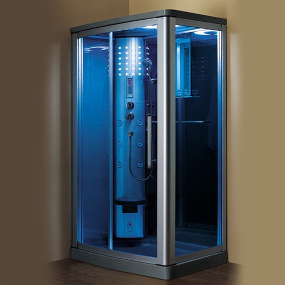 Mesa 1-Person Blue Glass Steam Shower 45" x 32" x 85" WS-802L