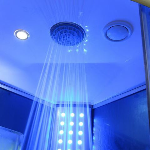 Mesa 1-Person Blue Glass Steam Shower 36" x 36" x 87" WS-9090K