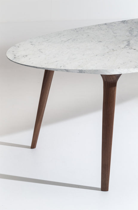YumanMod Armidale  86" Dining Table Walnut White Carrara Marble Top BR01.08.01