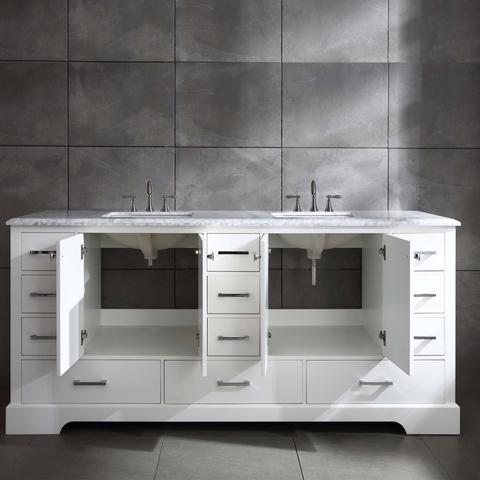Eviva Storehouse 84″ White Bathroom Vanity w/ White Carrara Top EVVN416-84WH