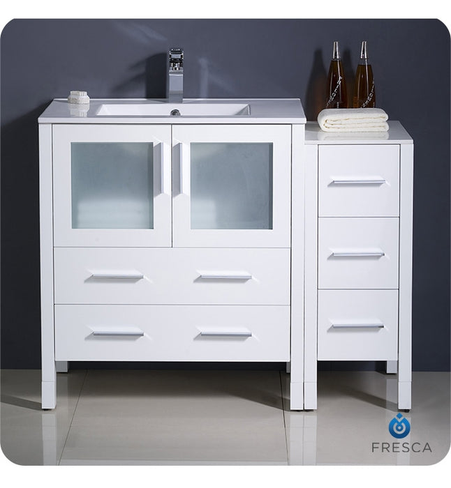 Fresca Torino 42" Gray Oak Modern Bathroom Cabinets w/ Integrated Sink FCB62-3012GO-I