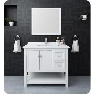Fresca Manchester 40" White Traditional Bathroom Vanity w/ Mirror FVN2340WH