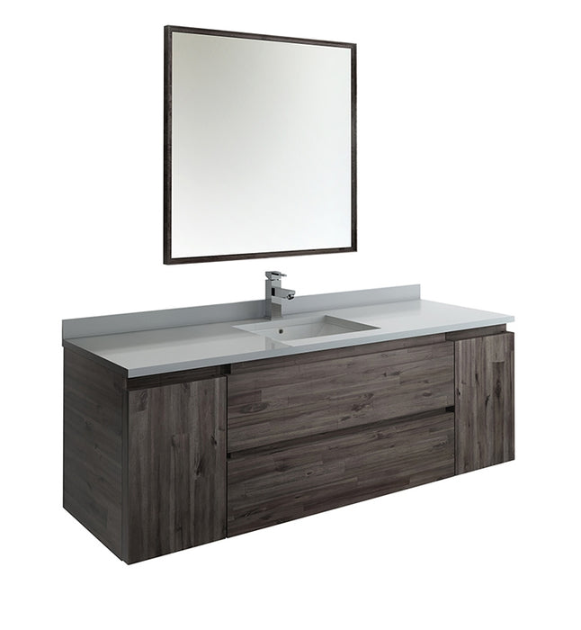 Fresca Formosa 60" Wall Hung Single Sink Modern Bathroom Vanity w/ Mirror FVN31-123612ACA