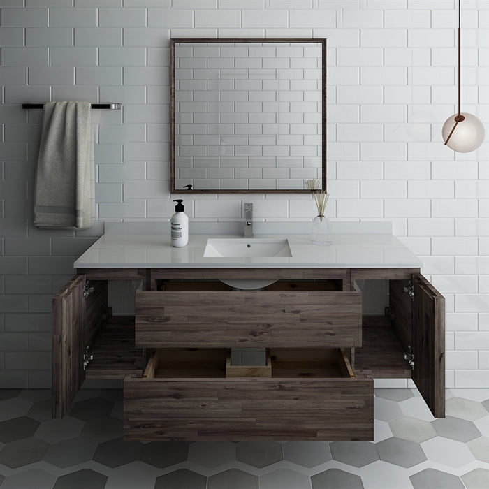 Fresca Formosa 60" Wall Hung Single Sink Modern Bathroom Vanity w/ Mirror FVN31-123612ACA