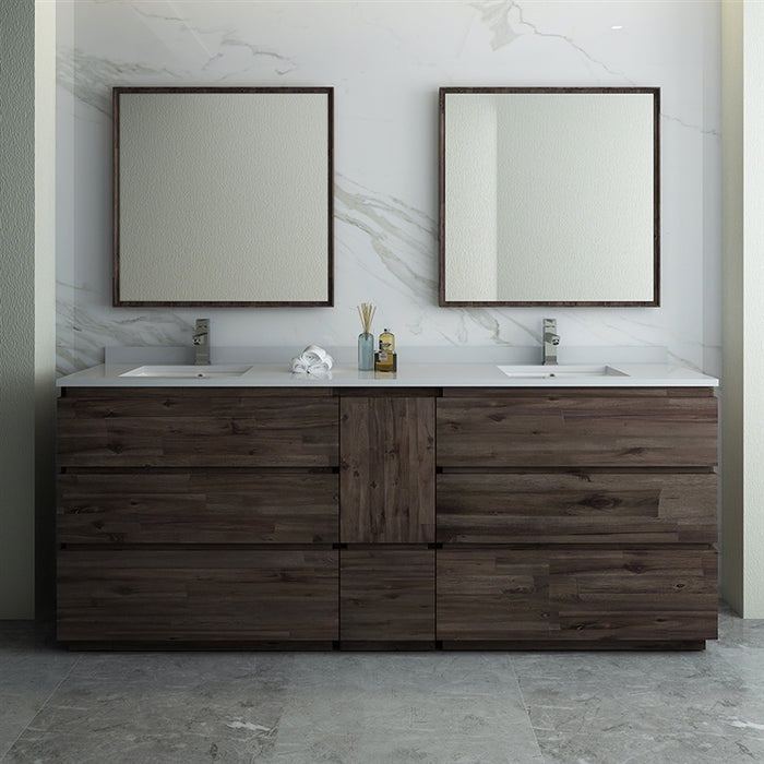 Fresca Formosa 84" Floor Standing Double Sink Modern Bathroom Vanity w/ Mirrors FVN31-361236ACA-FC