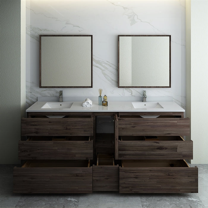 Fresca Formosa 84" Floor Standing Double Sink Modern Bathroom Vanity w/ Mirrors FVN31-361236ACA-FC