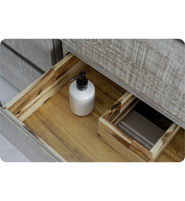 Fresca Formosa 84" Wall Hung Double Sink Modern Bathroom Vanity w/ Mirrors in Rustic White FVN31-361236RWH