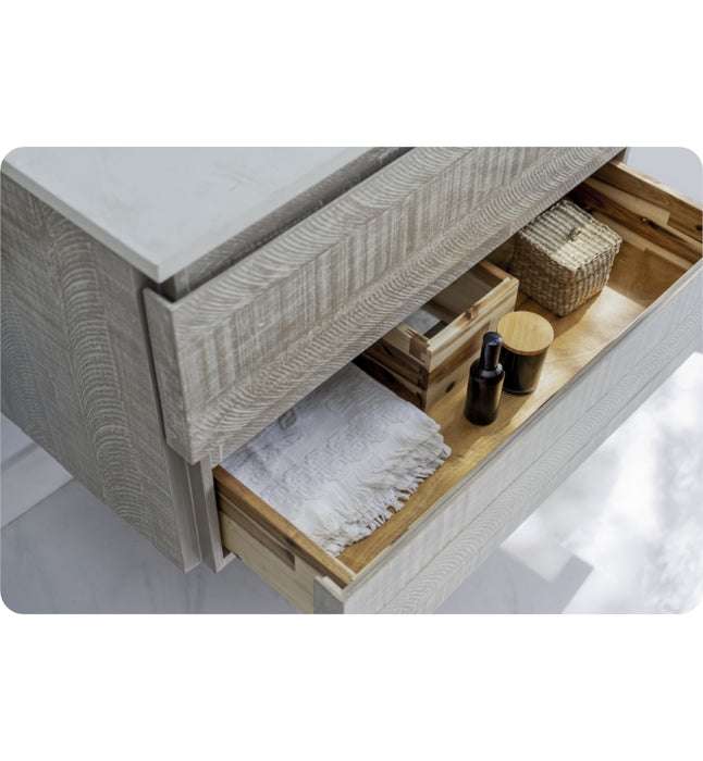 Fresca Formosa 84" Wall Hung Double Sink Modern Bathroom Vanity w/ Mirrors in Rustic White FVN31-361236RWH