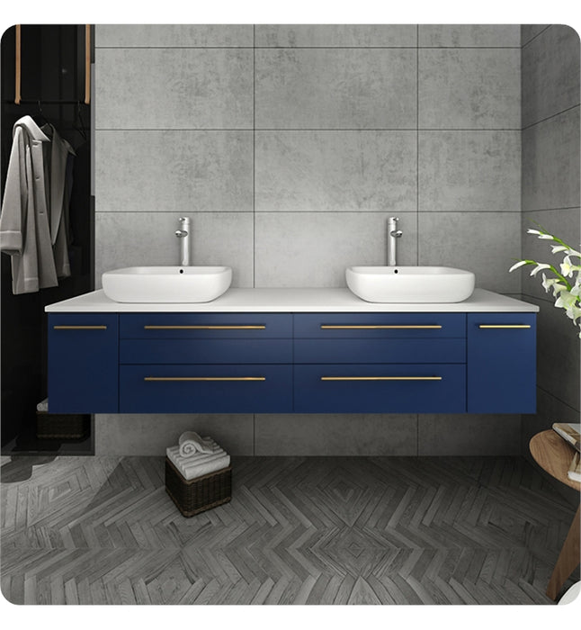 72 Double Bathroom Vanity Base Only RTA Cabinet Store Base Finish: Florence Blue - Configuration #6