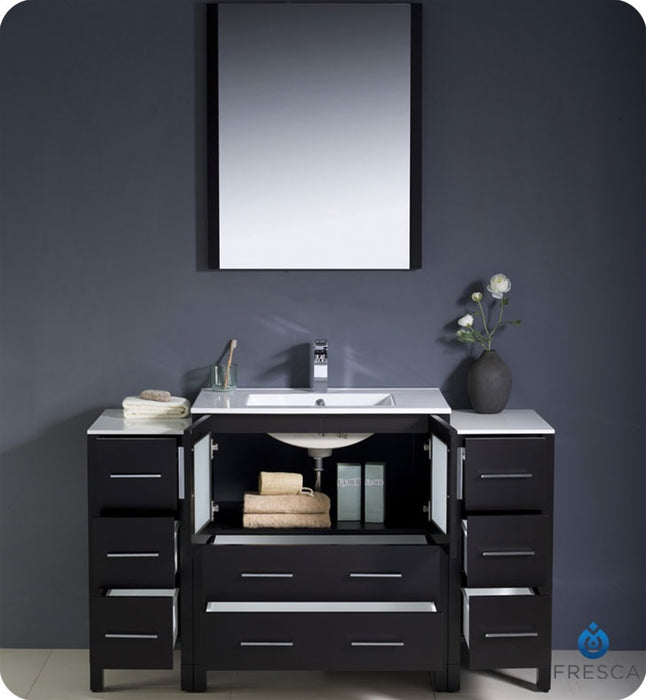 Fresca Torino 54" Gray Oak Modern Bathroom Vanity w/ 2 Side Cabinets & Integrated Sink FVN62-123012GO-UNS