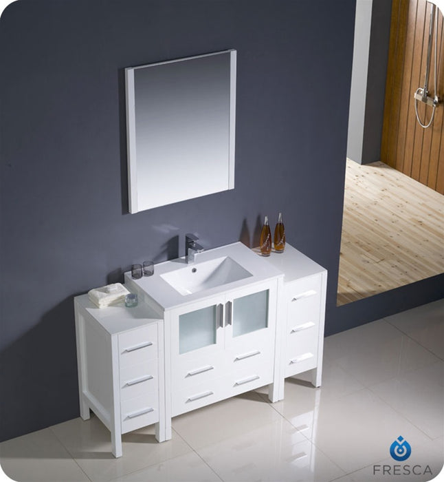Fresca Torino 54" Gray Oak Modern Bathroom Vanity w/ 2 Side Cabinets & Integrated Sink FVN62-123012GO-UNS