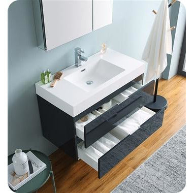 Fresca Valencia 36" Dark Slate Gray Wall Hung Modern Bathroom Vanity w/ Medicine Cabinet FVN8336GG